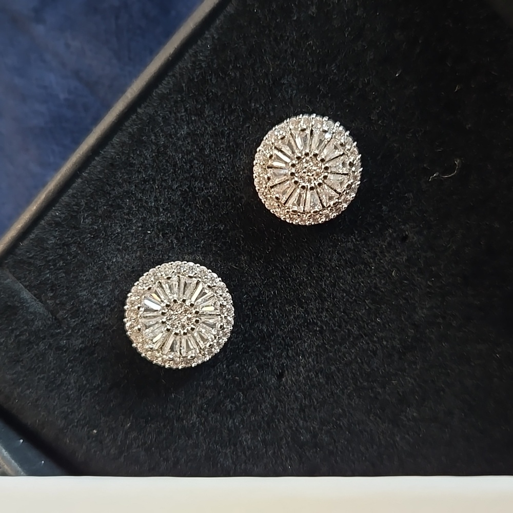 Nine West Silver Crystal Stud Round Earrings